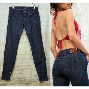Miss Sixty J Lot Skinny Jean Size 26 Blue Dark Wash Ankle Zip Low Rise Italy Y2K